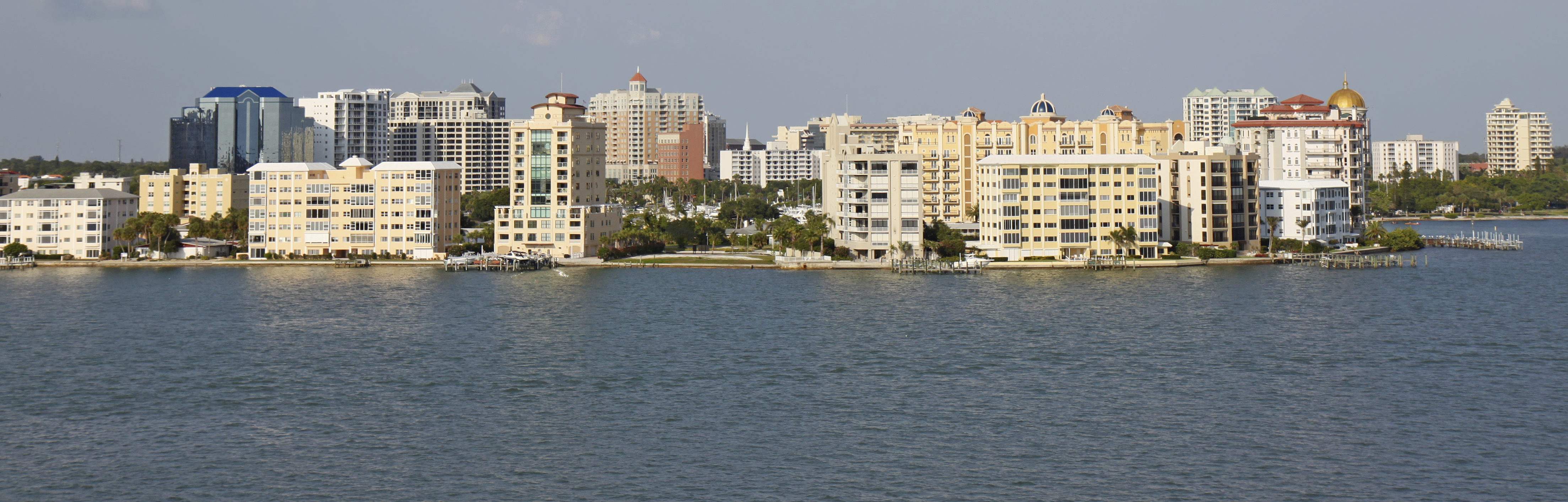  Skyline  of Sarasota  Florida viewed from above the water 